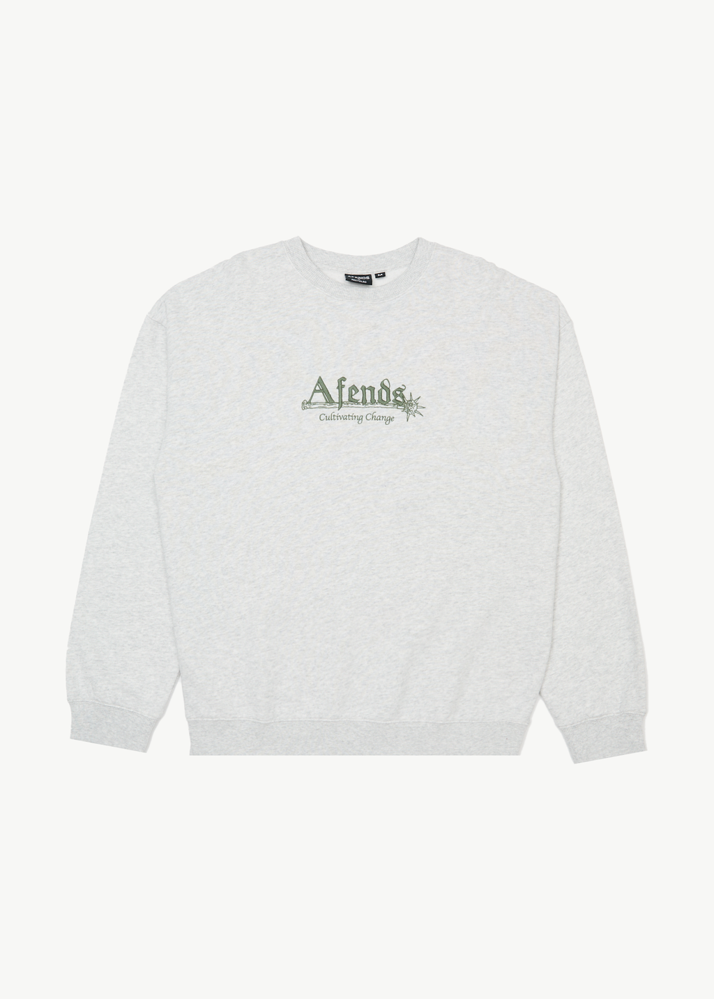 AFENDS Mens Mace - Crew Neck Jumper - Grey Marle