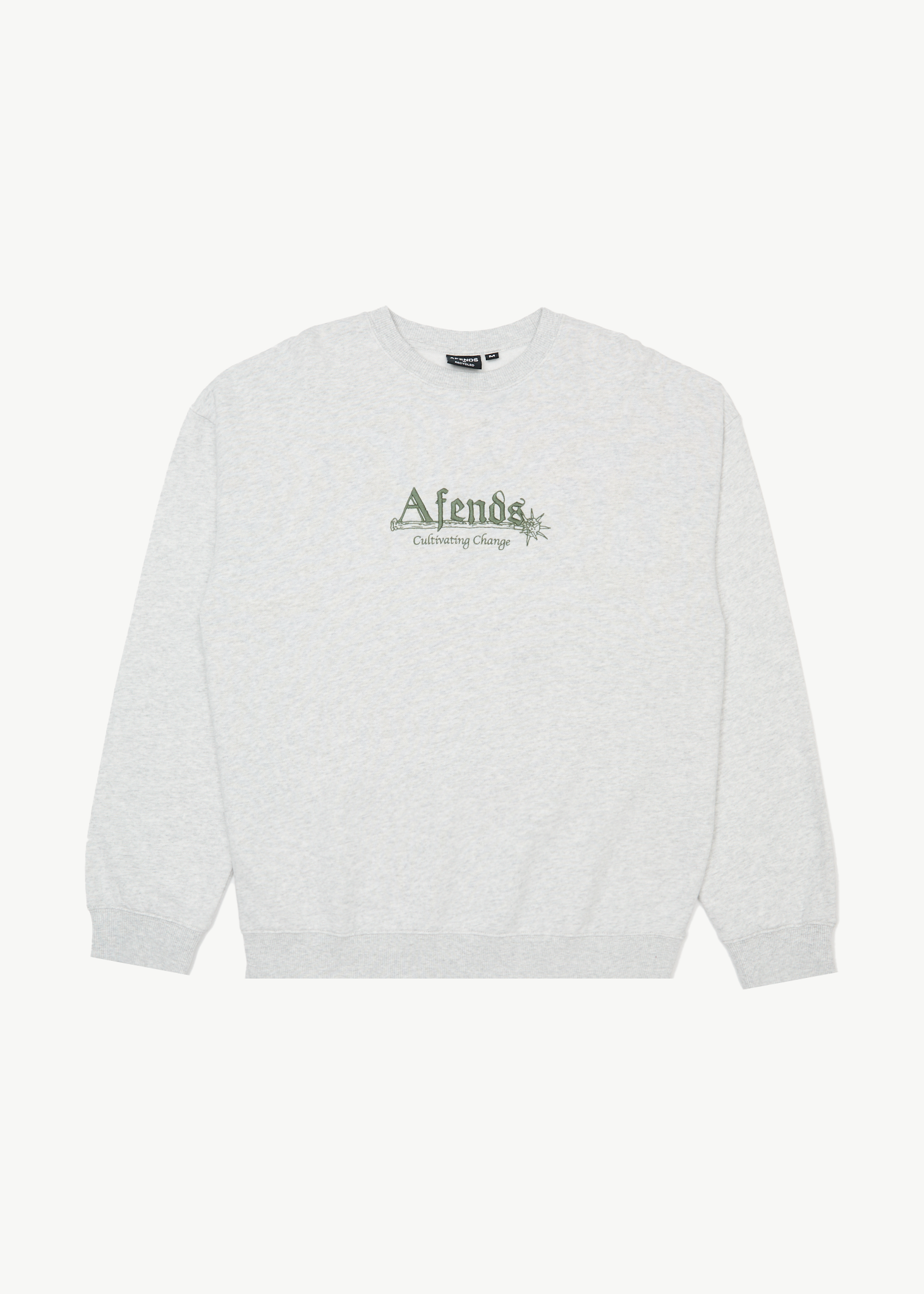 AFENDS Mens Mace - Crew Neck Jumper - Grey Marle