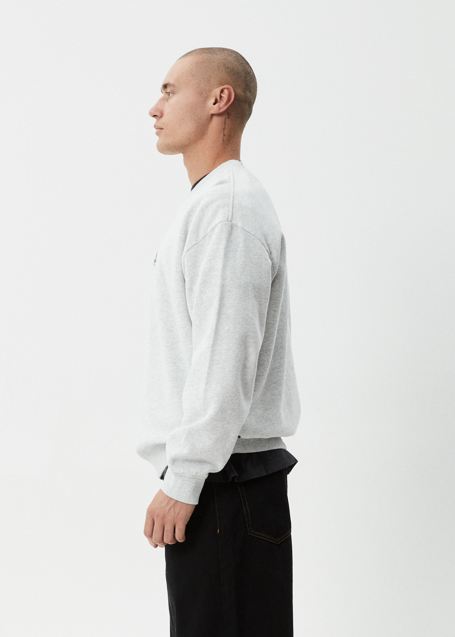 AFENDS Mens Mace - Crew Neck Jumper - Grey Marle