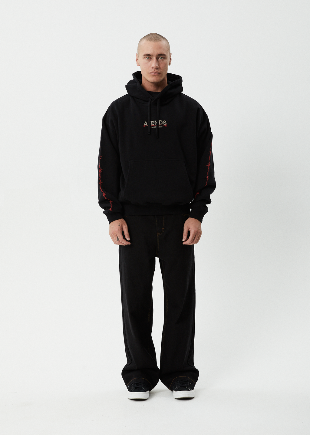 AFENDS Mens Wired - Boxy Hoodie - Black