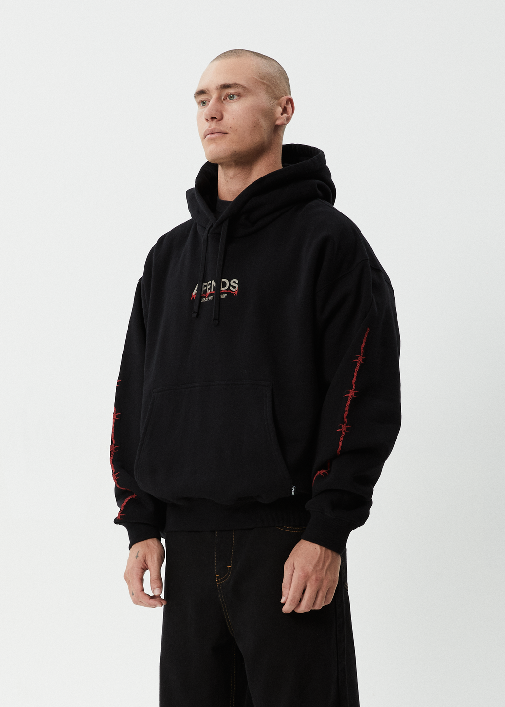 AFENDS Mens Wired - Boxy Hoodie - Black