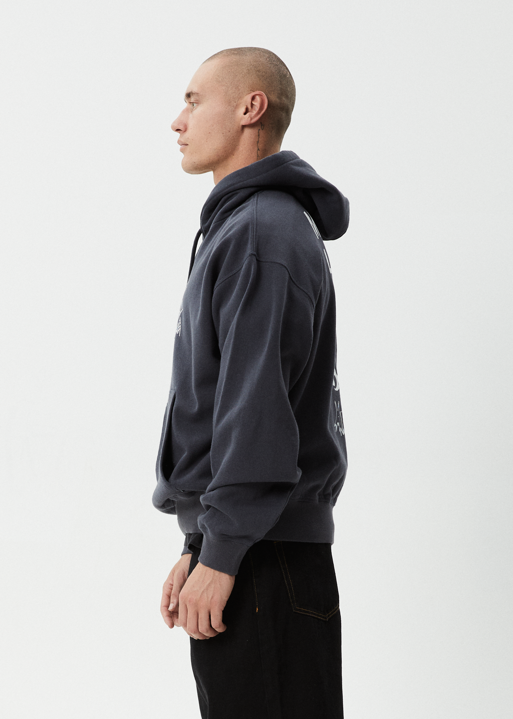 AFENDS Mens Moments - Boxy Hoodie - Charcoal