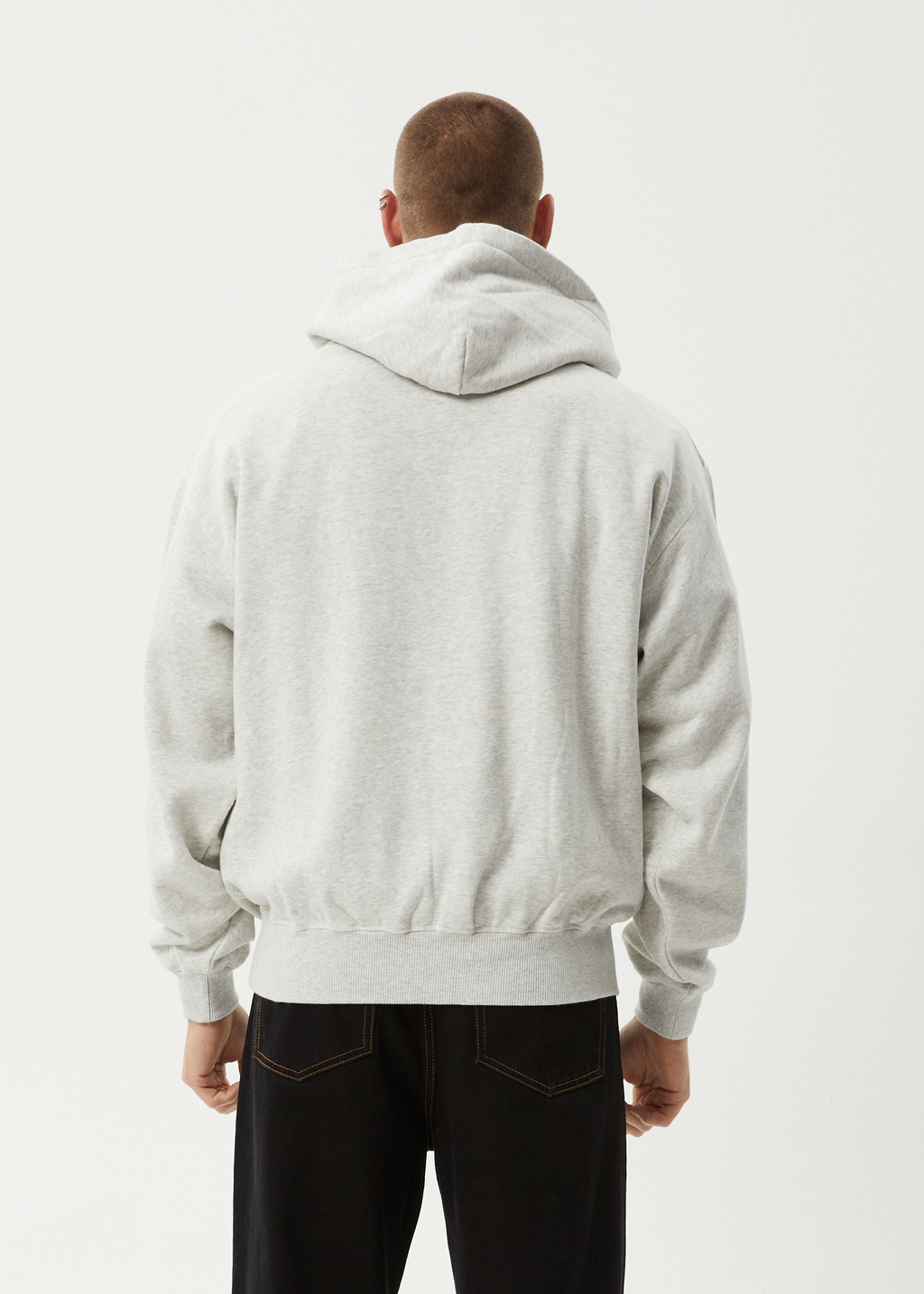AFENDS Mens All Eyez - Boxy Hoodie - Grey Marle