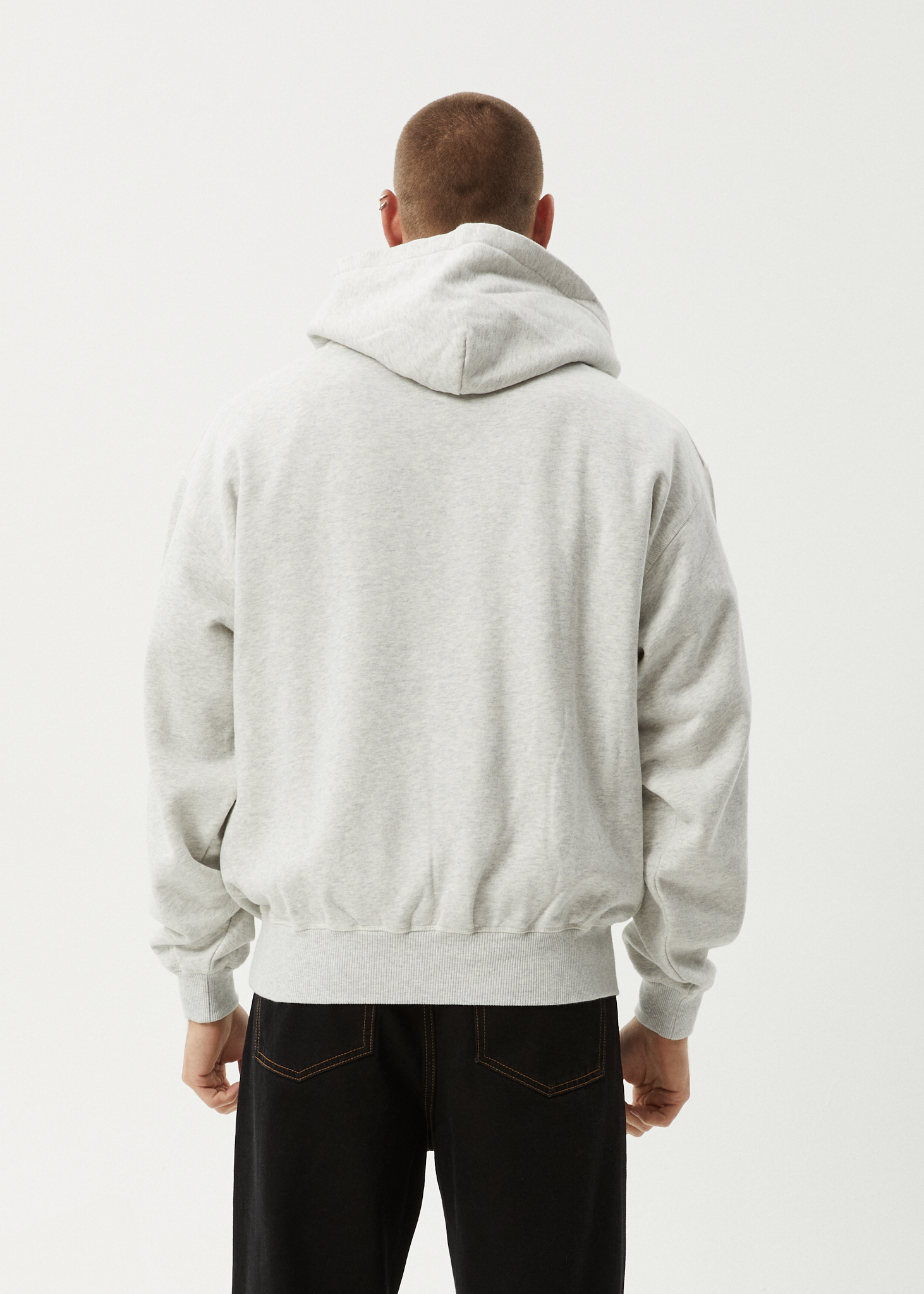 AFENDS Mens All Eyez - Boxy Hoodie - Grey Marle
