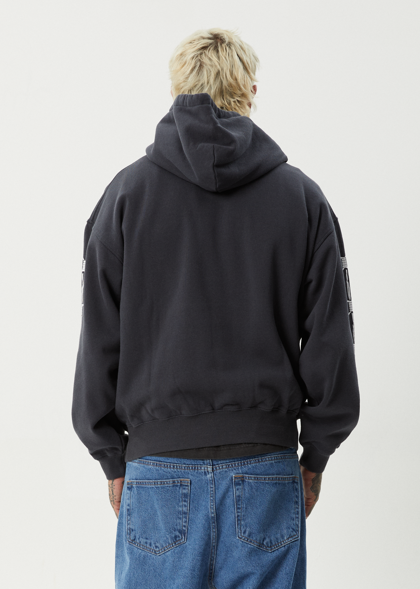AFENDS Mens Hidden - Boxy Hoodie - Charcoal