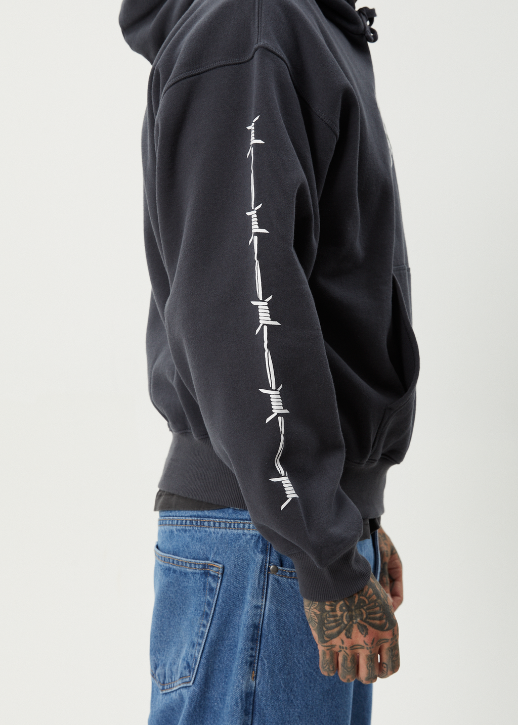 AFENDS Mens Hidden - Boxy Hoodie - Charcoal