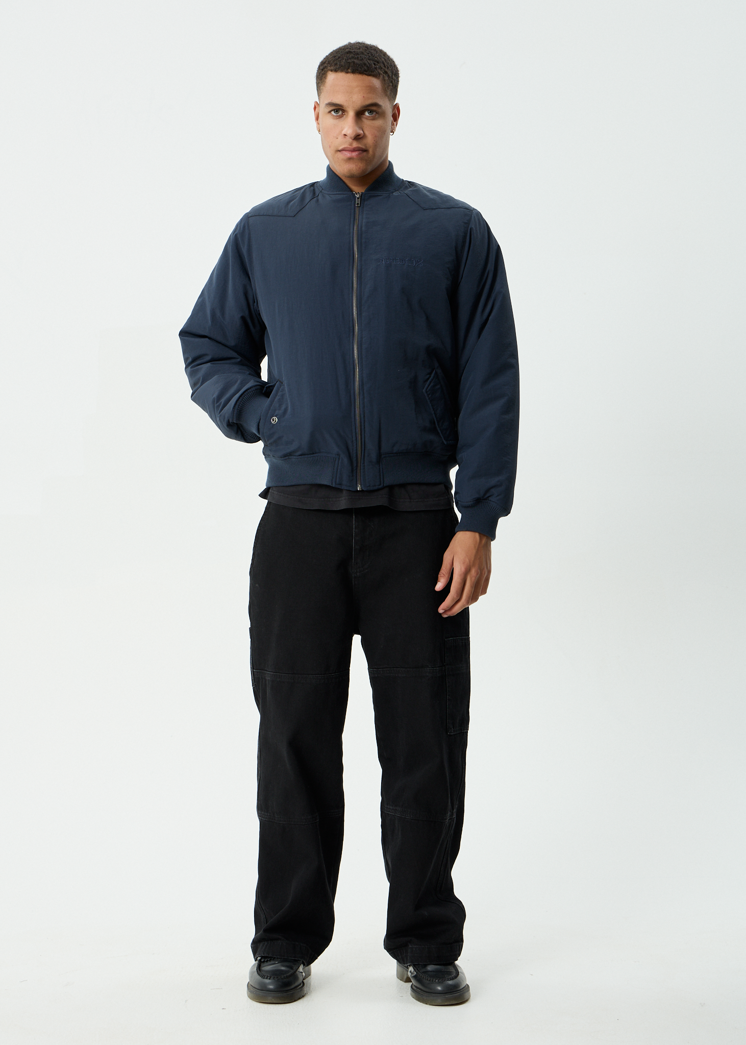 AFENDS Mens No More Bombs - Bomber Jacket - Deep Sea