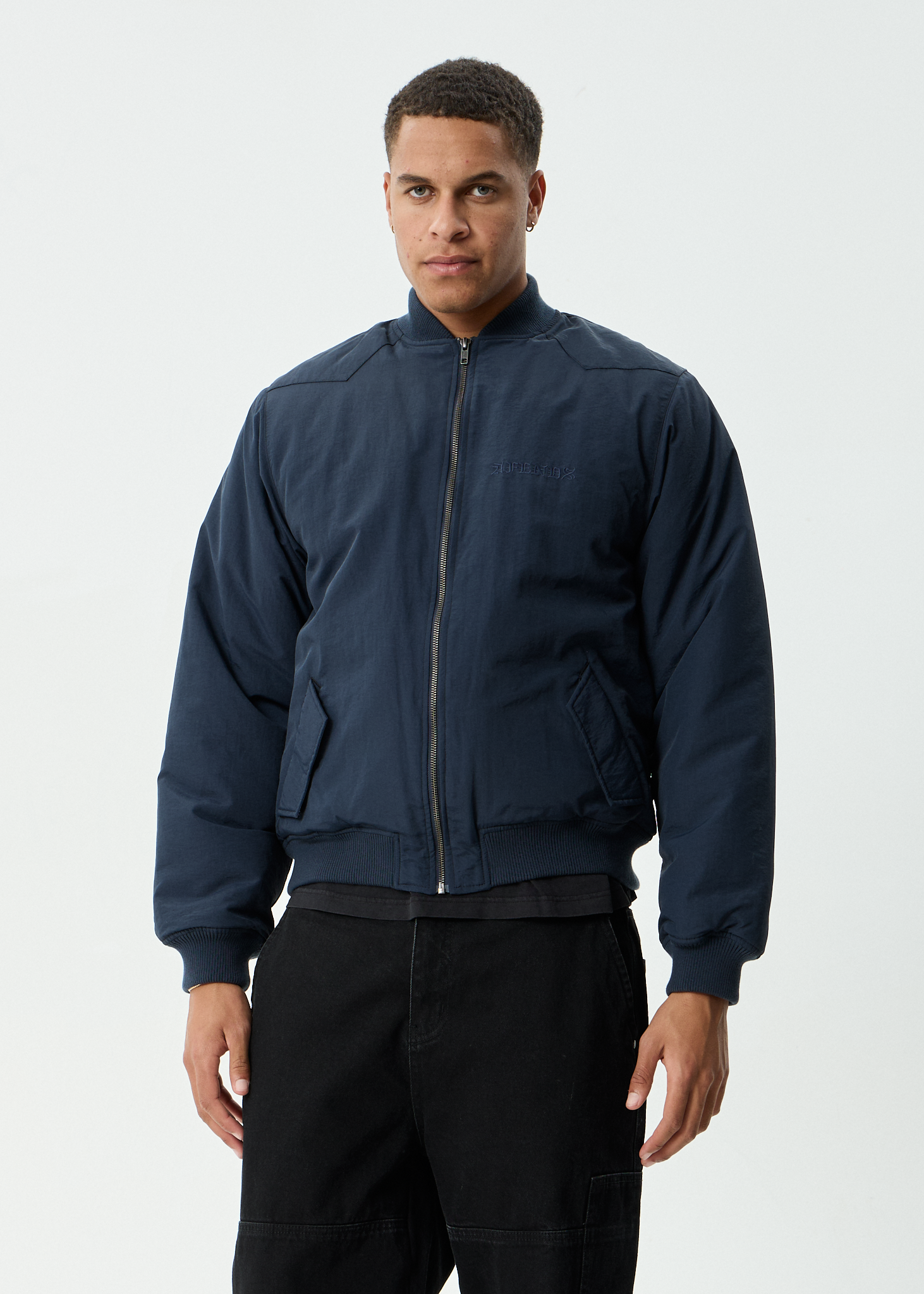 AFENDS Mens No More Bombs - Bomber Jacket - Deep Sea
