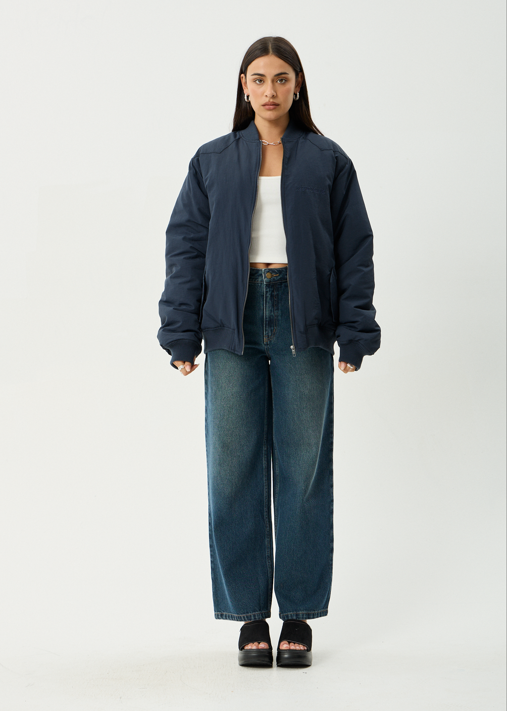 AFENDS Mens No More Bombs - Bomber Jacket - Deep Sea