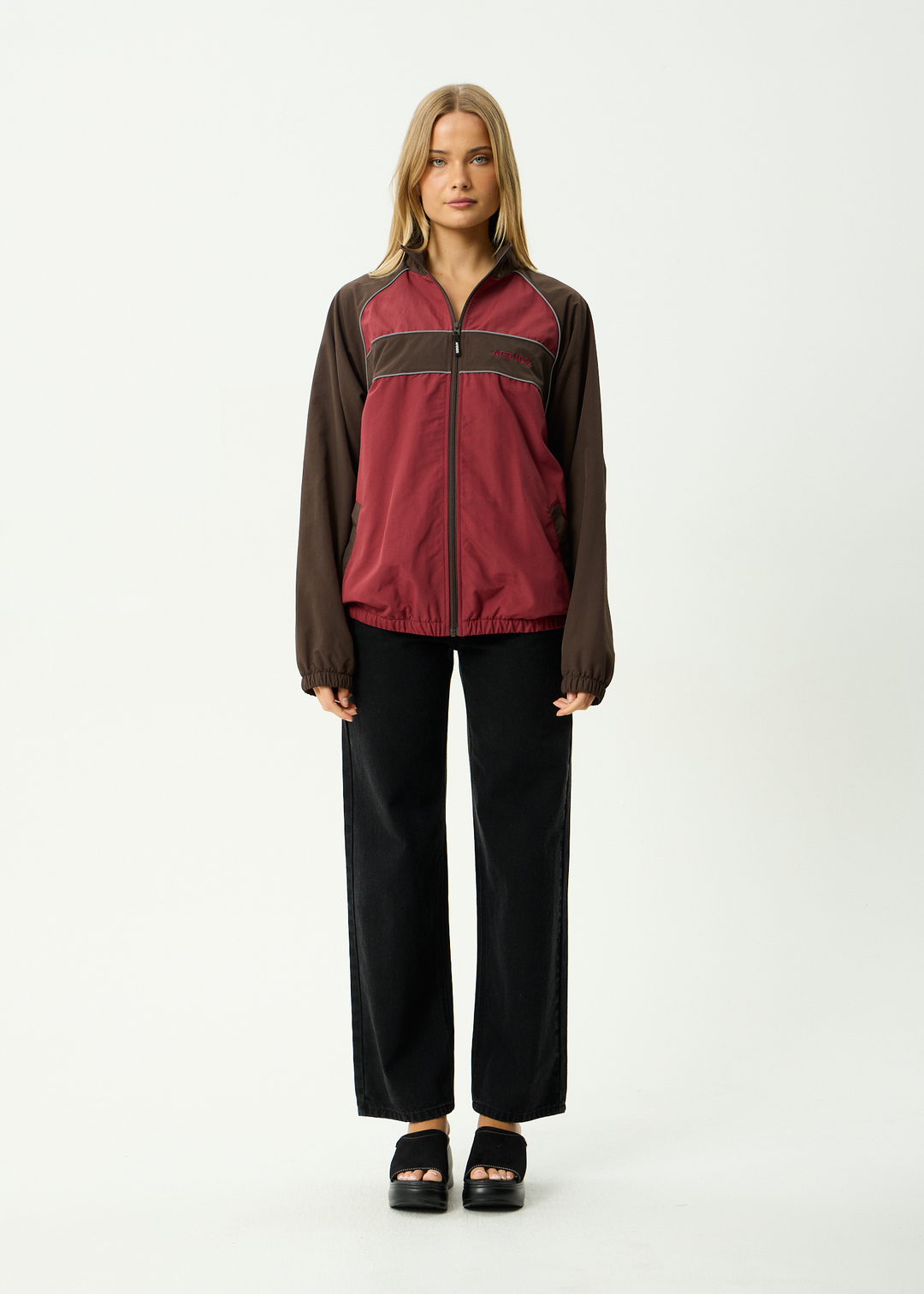 AFENDS Mens Spicy - Sports Spray Jacket - Burgundy