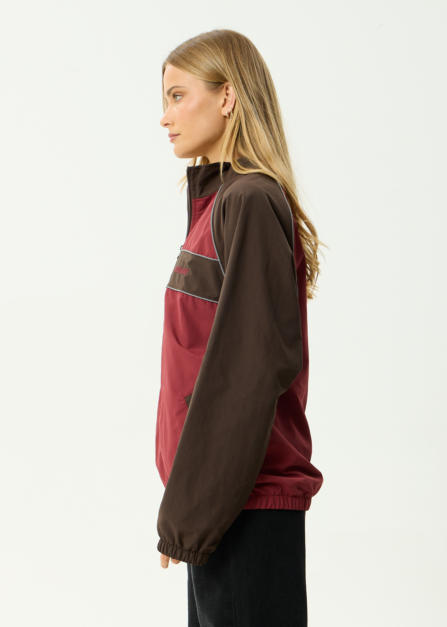 AFENDS Mens Spicy - Sports Spray Jacket - Burgundy