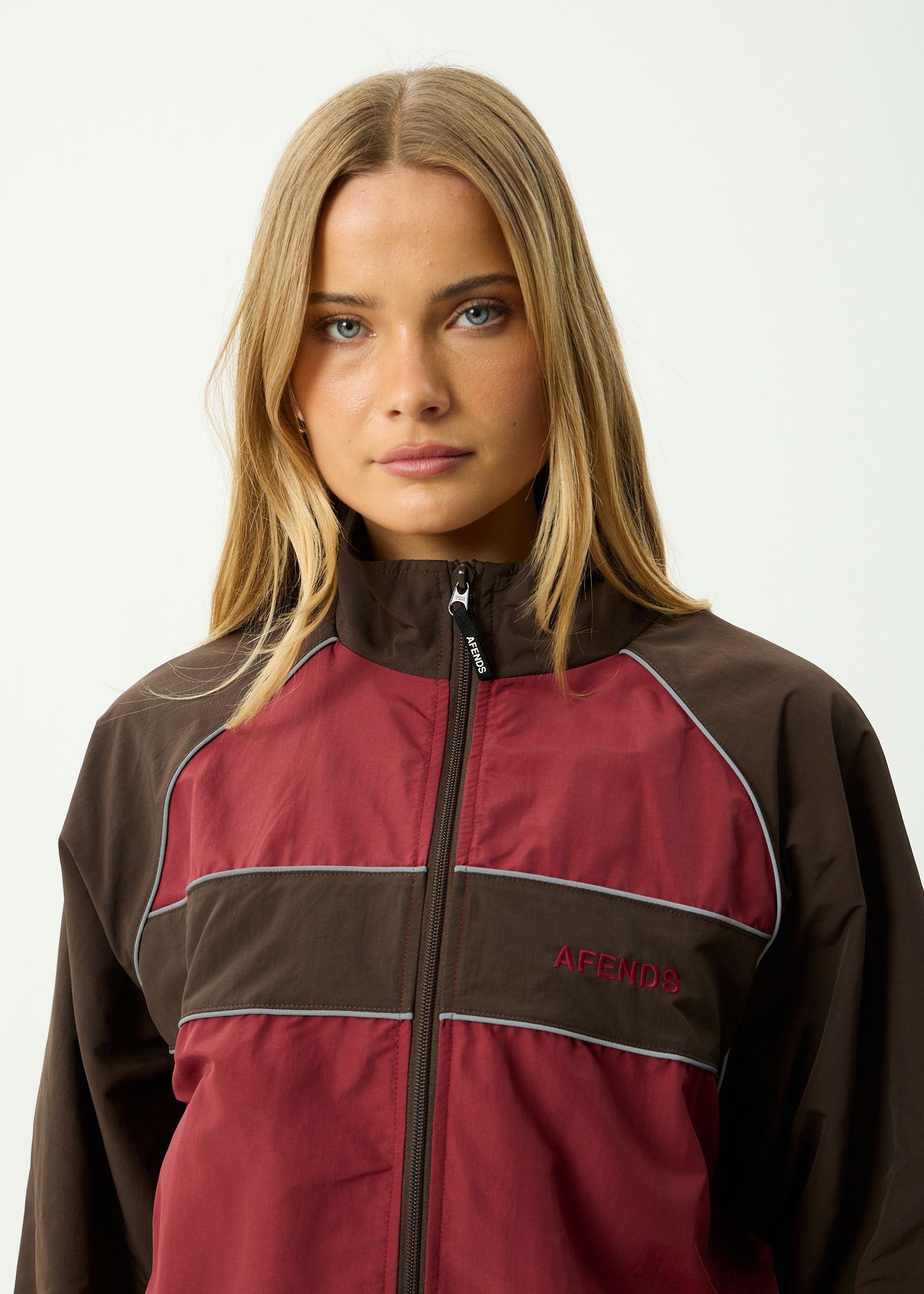AFENDS Mens Spicy - Sports Spray Jacket - Burgundy