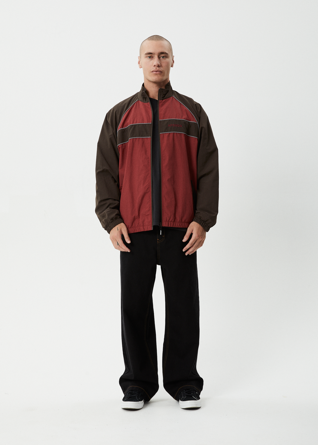 AFENDS Mens Spicy - Sports Spray Jacket - Burgundy