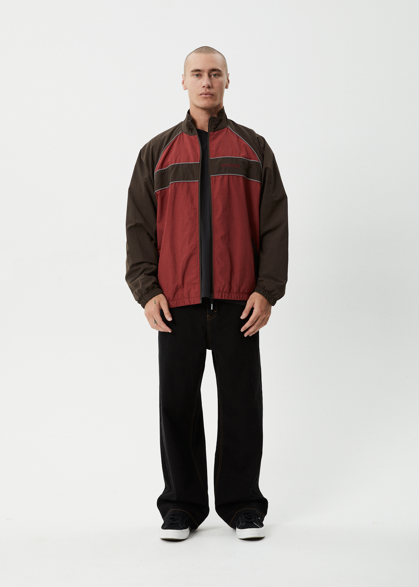 AFENDS Mens Spicy - Sports Spray Jacket - Burgundy