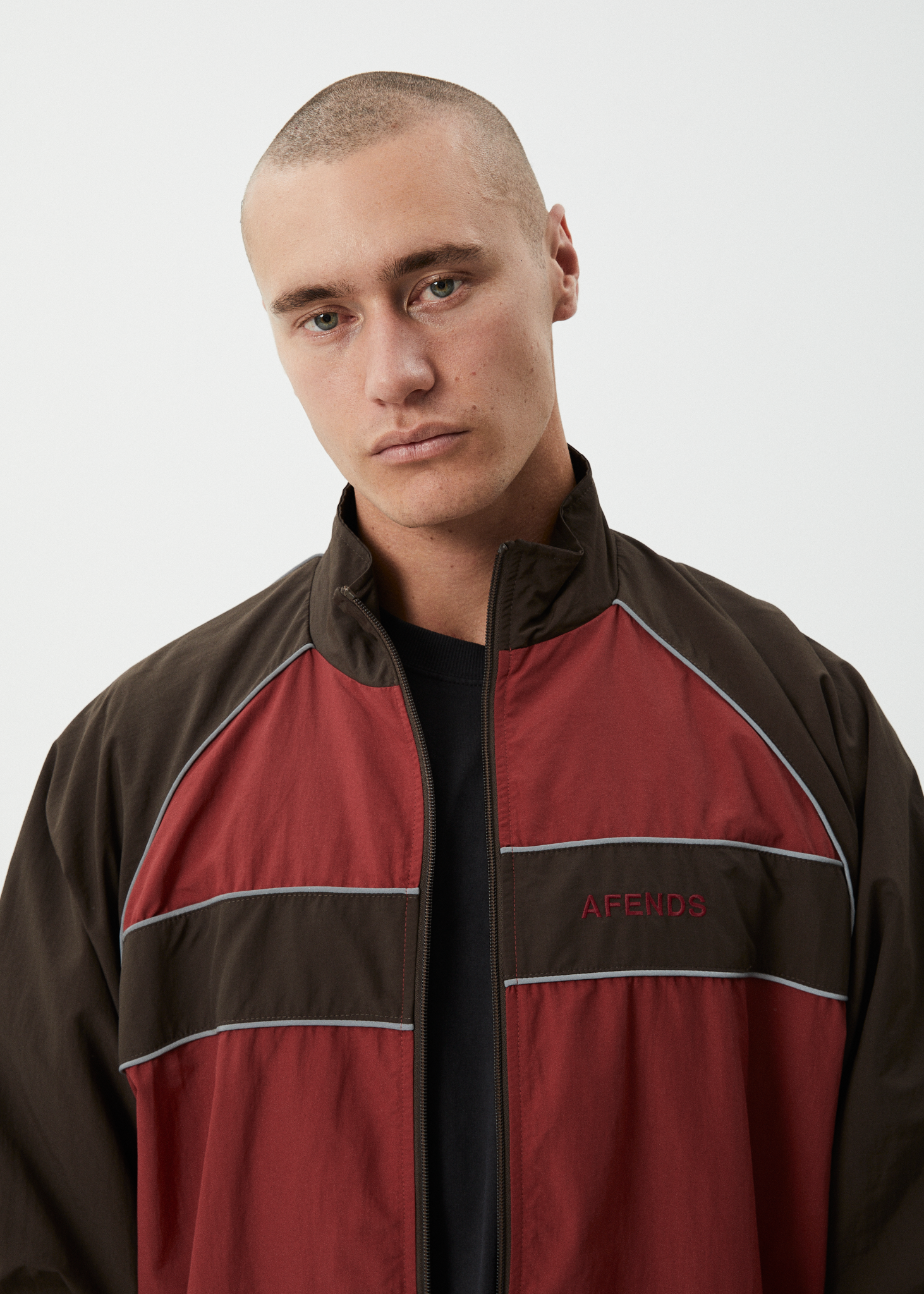 AFENDS Mens Spicy - Sports Spray Jacket - Burgundy