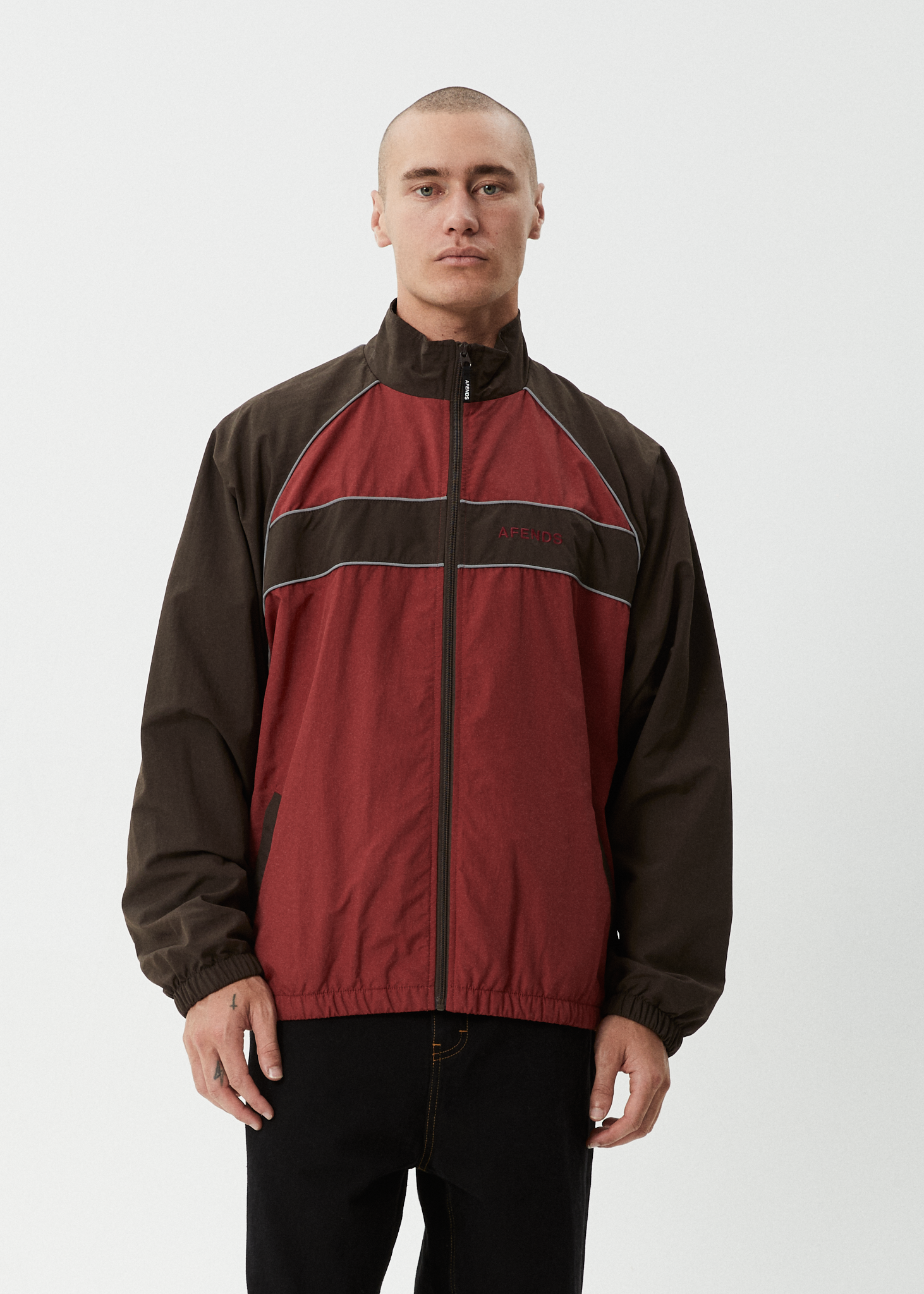 AFENDS Mens Spicy - Sports Spray Jacket - Burgundy