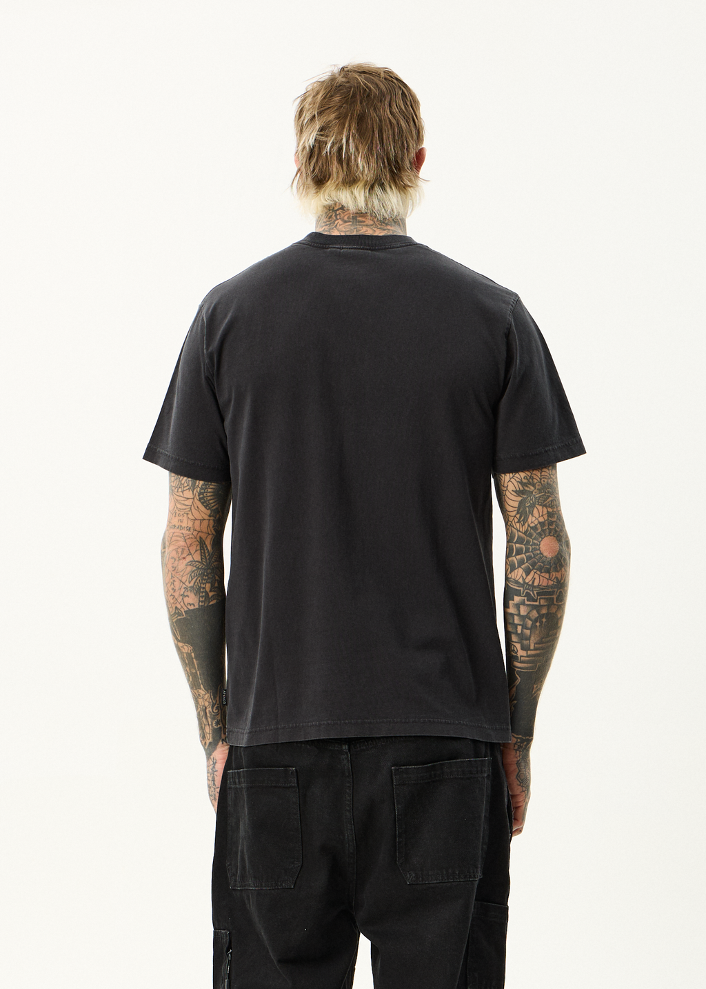 AFENDS Mens Torched - Retro Tee - Stone Black
