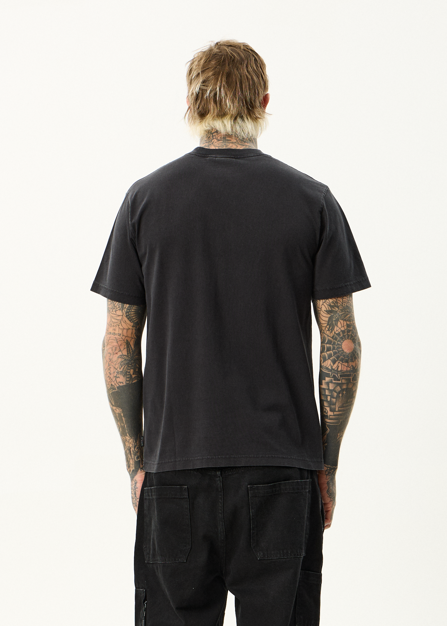 AFENDS Mens Torched - Retro Tee - Stone Black