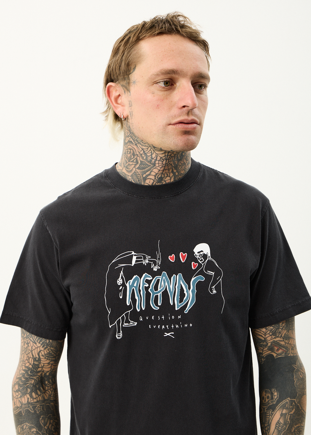 AFENDS Mens Torched - Retro Tee - Stone Black