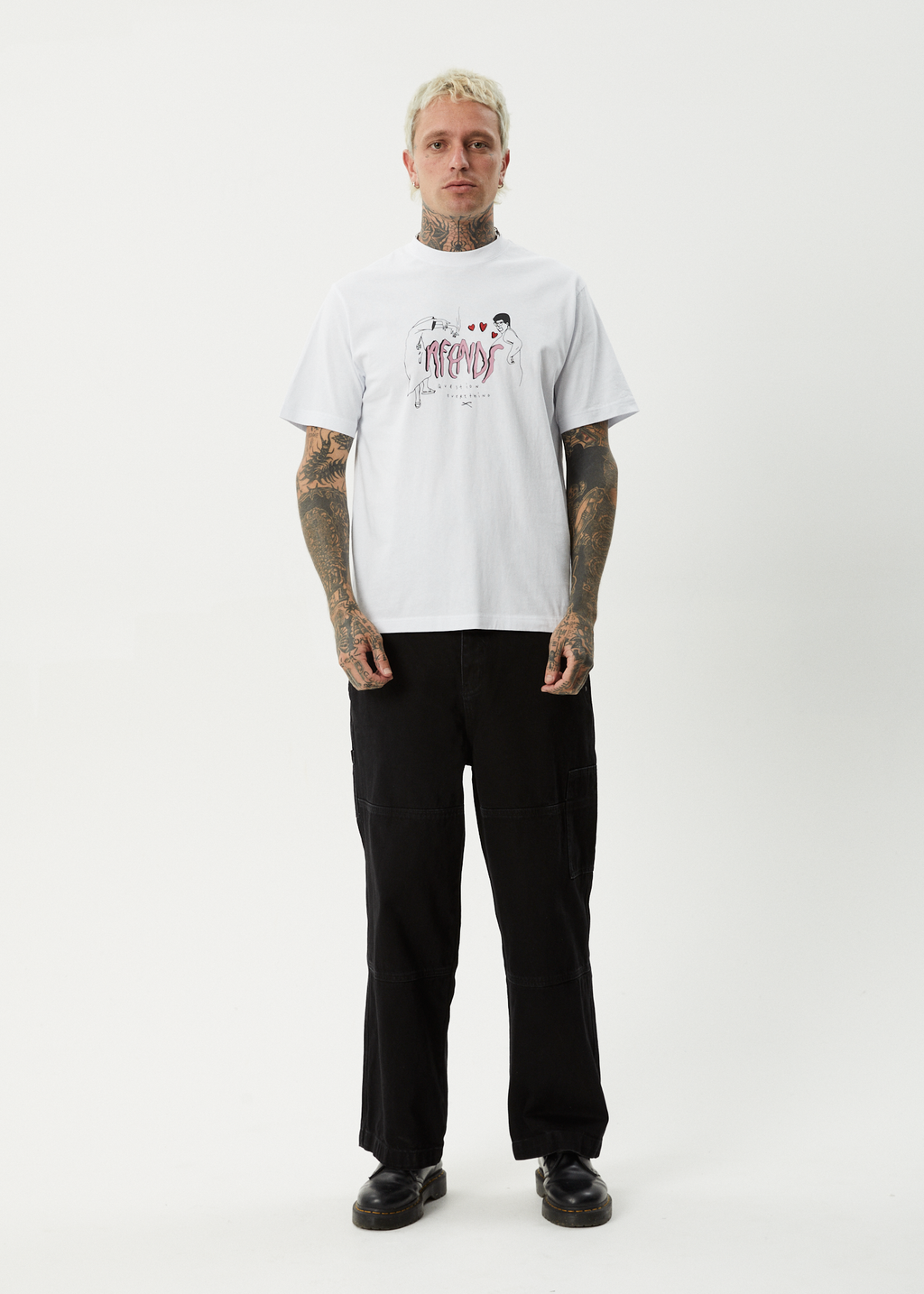 AFENDS Mens Torched - Retro Tee - White