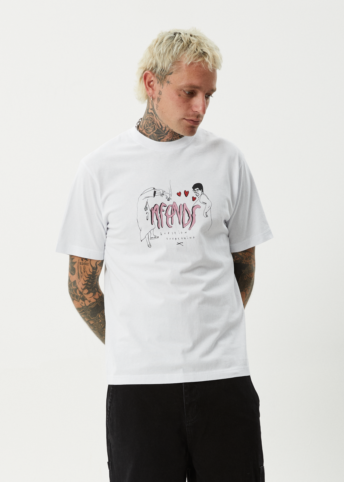 AFENDS Mens Torched - Retro Tee - White