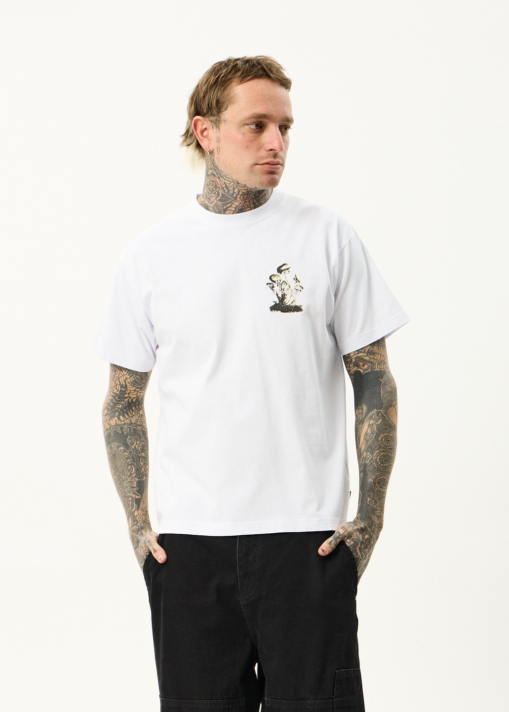 AFENDS Mens We Are Fam - Heavyweight Boxy Tee - White