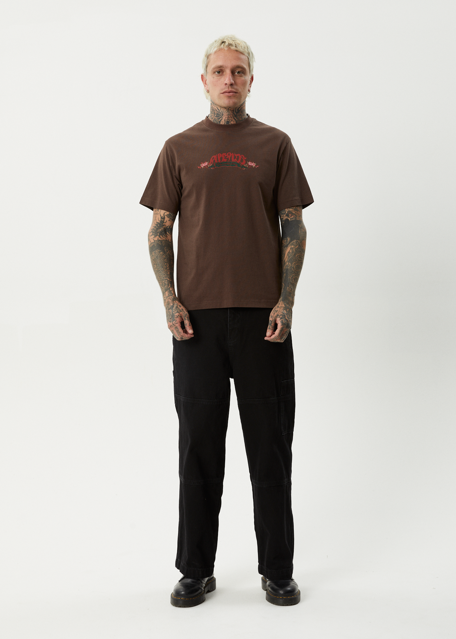 AFENDS Mens Ink - Retro Tee - Coffee