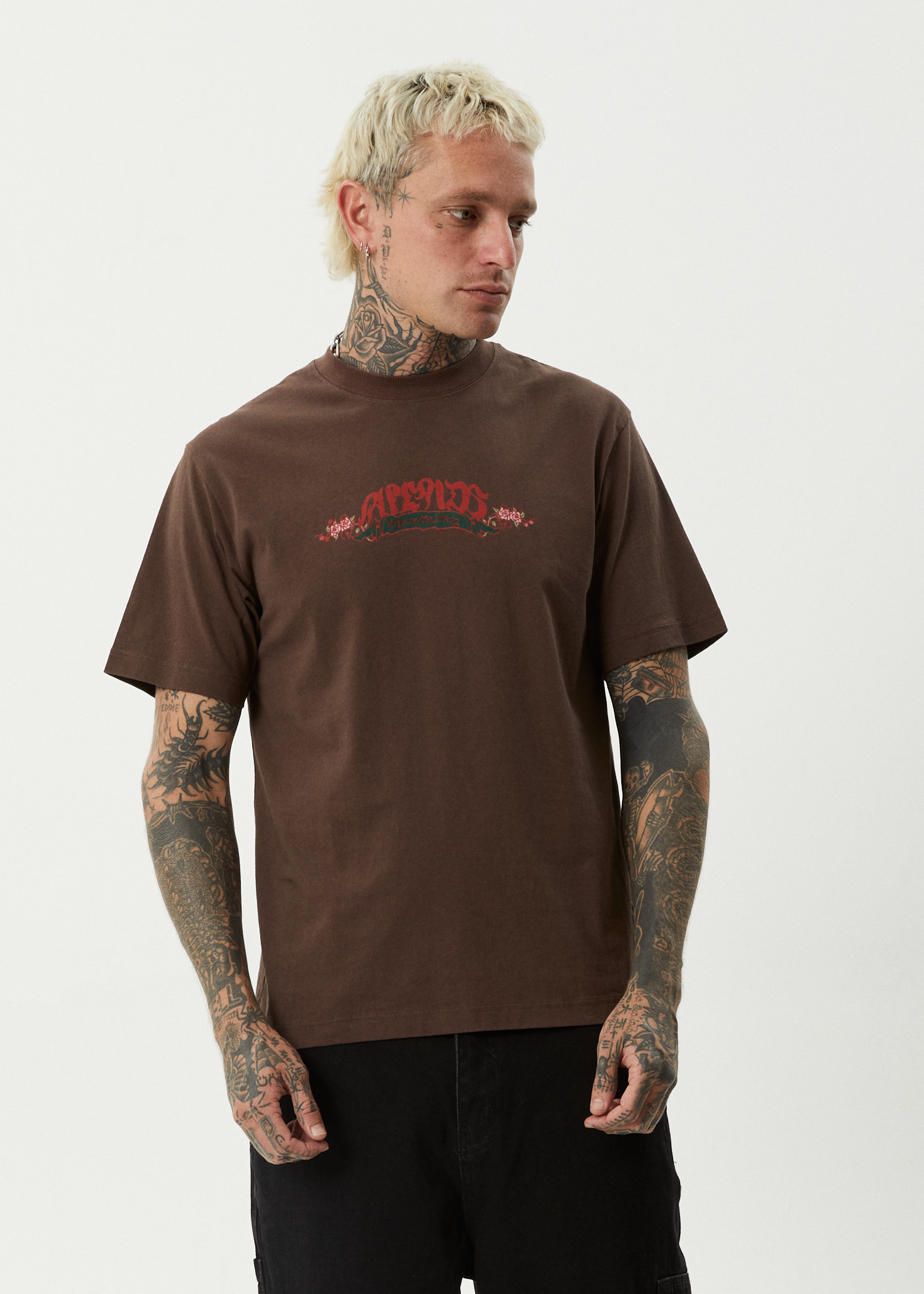 AFENDS Mens Ink - Retro Tee - Coffee