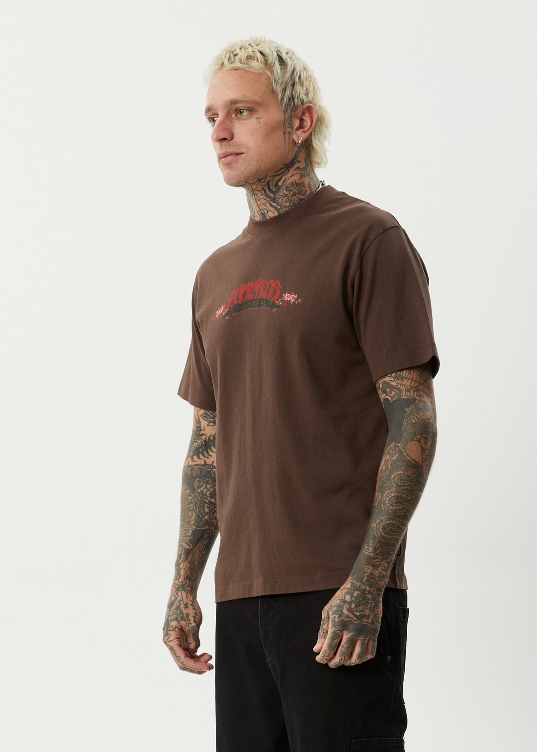 AFENDS Mens Ink - Retro Tee - Coffee