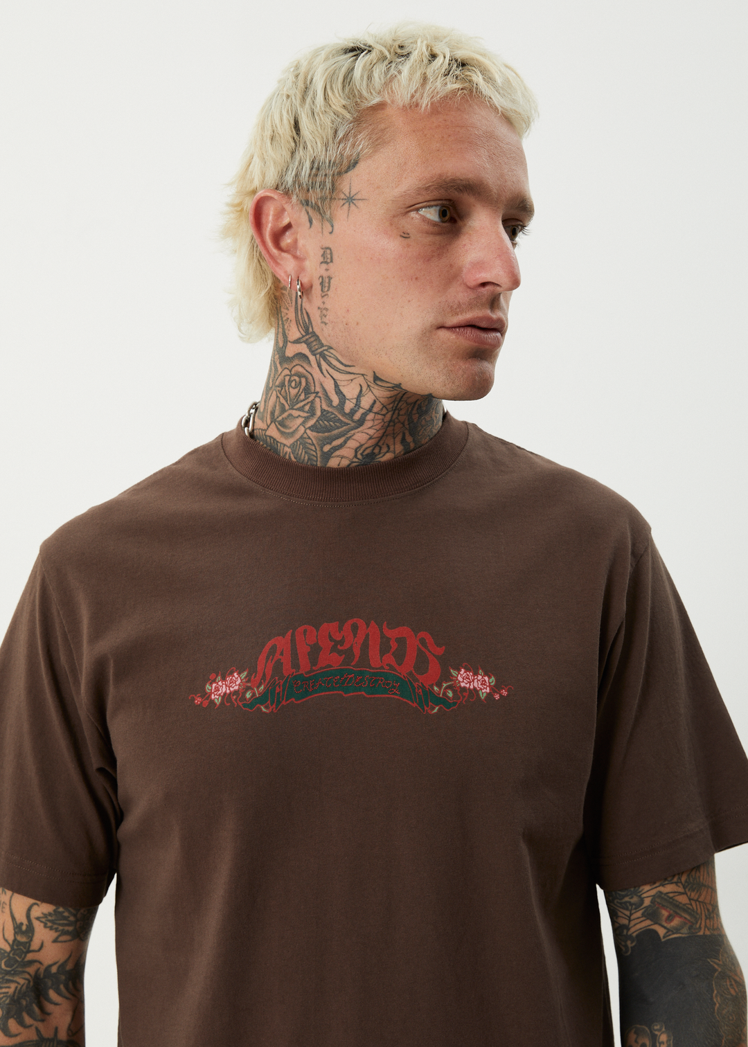 AFENDS Mens Ink - Retro Tee - Coffee