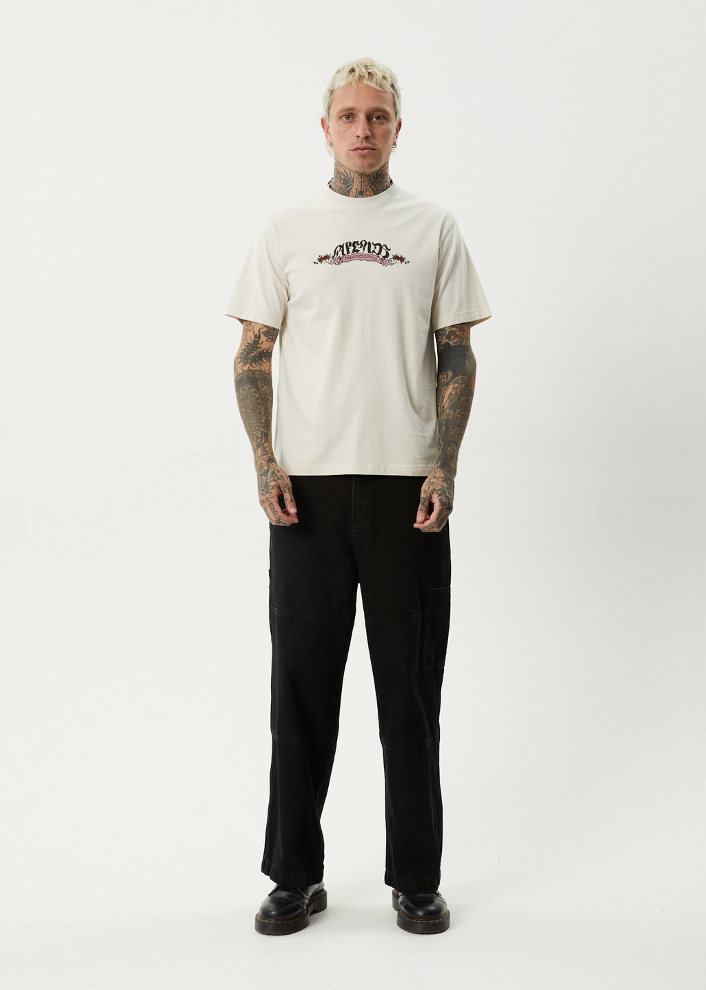 AFENDS Mens Ink - Retro Tee - Moonbeam