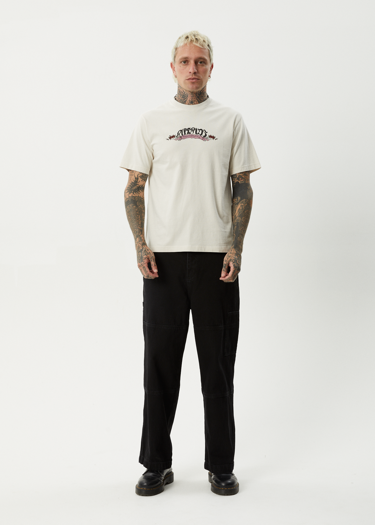 AFENDS Mens Ink - Retro Tee - Moonbeam