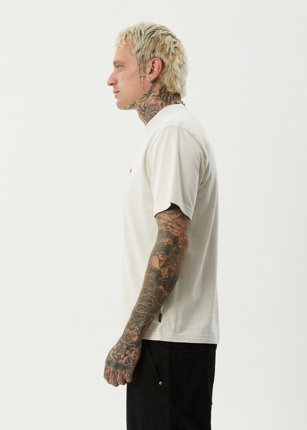 AFENDS Mens Ink - Retro Tee - Moonbeam