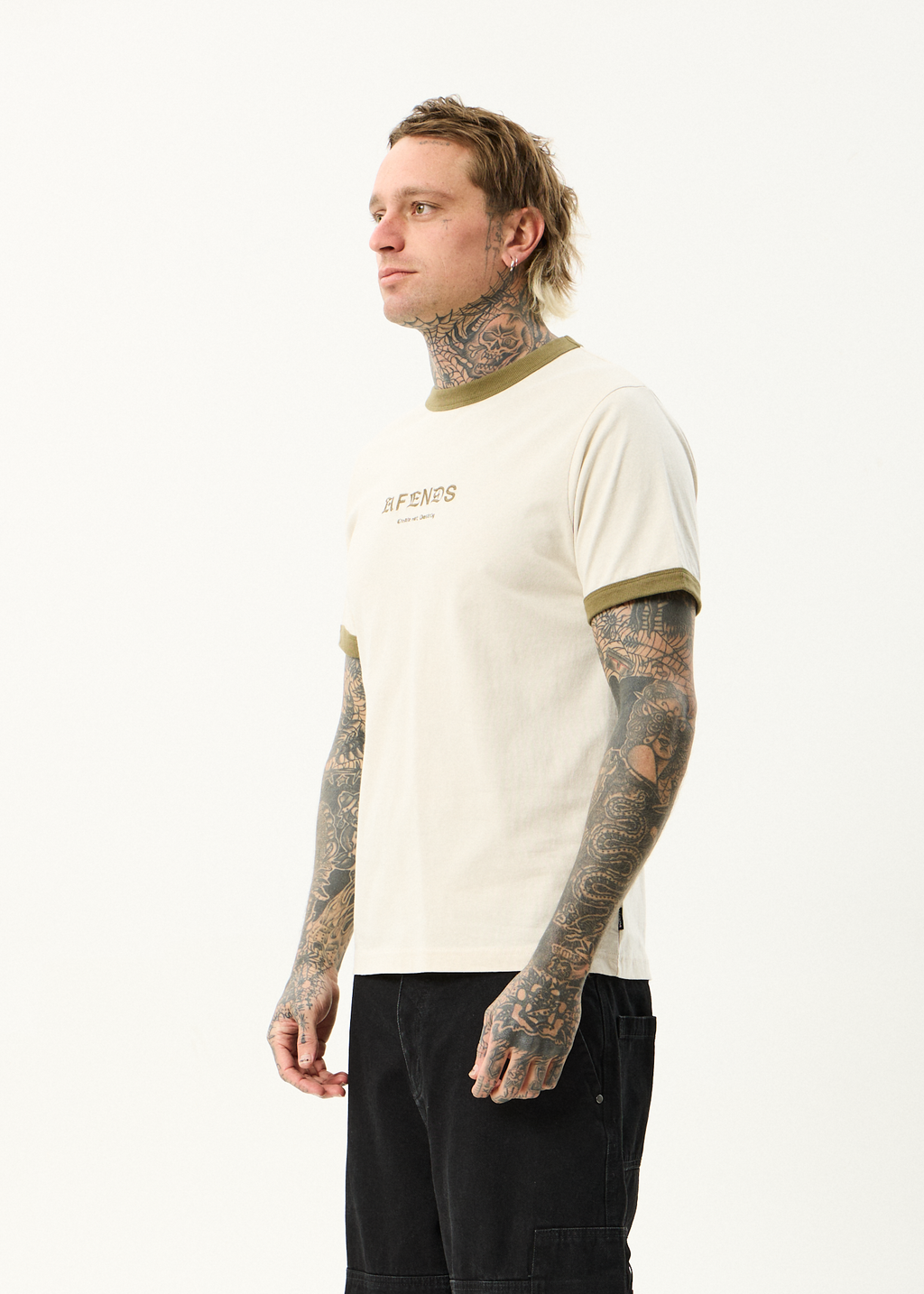 AFENDS Mens Mix Up - Ringer Tee - Moonbeam
