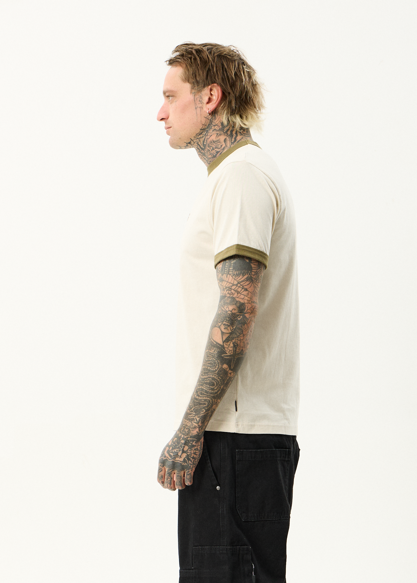 AFENDS Mens Mix Up - Ringer Tee - Moonbeam