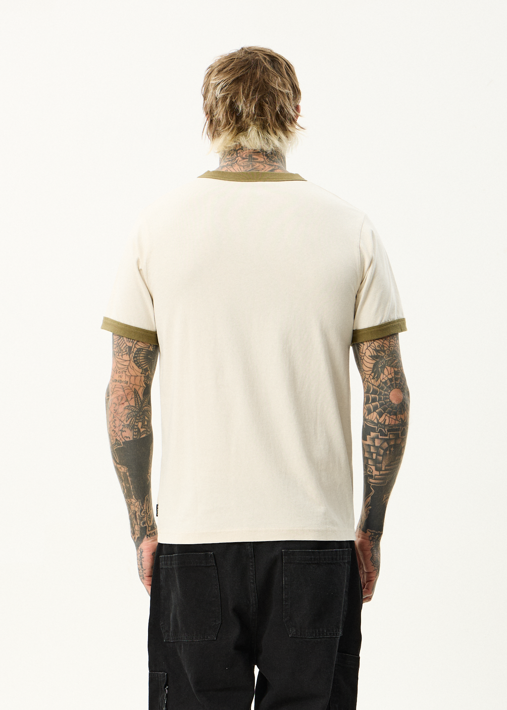 AFENDS Mens Mix Up - Ringer Tee - Moonbeam