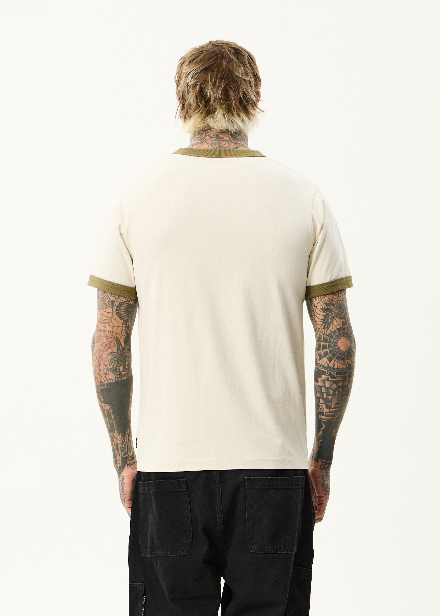AFENDS Mens Mix Up - Ringer Tee - Moonbeam