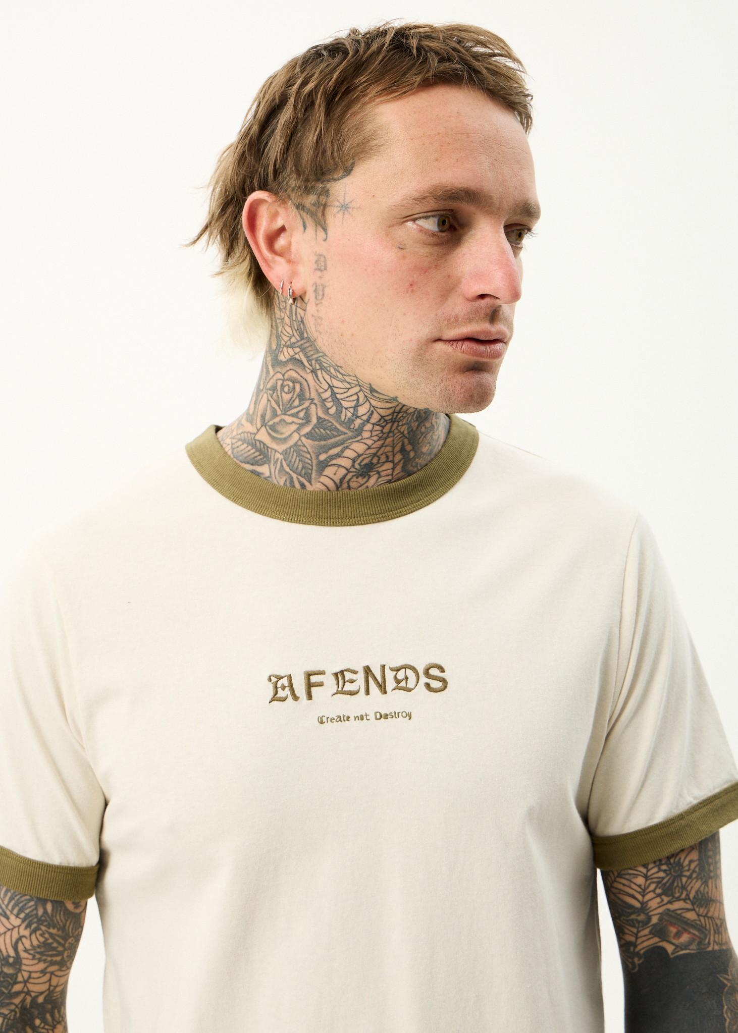 AFENDS Mens Mix Up - Ringer Tee - Moonbeam