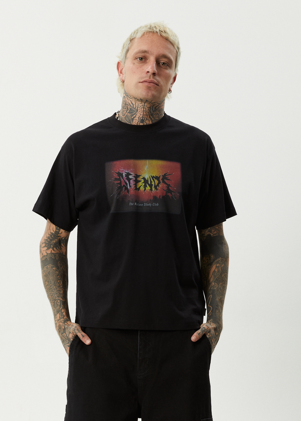 AFENDS Mens Study Club - Boxy Tee - Black