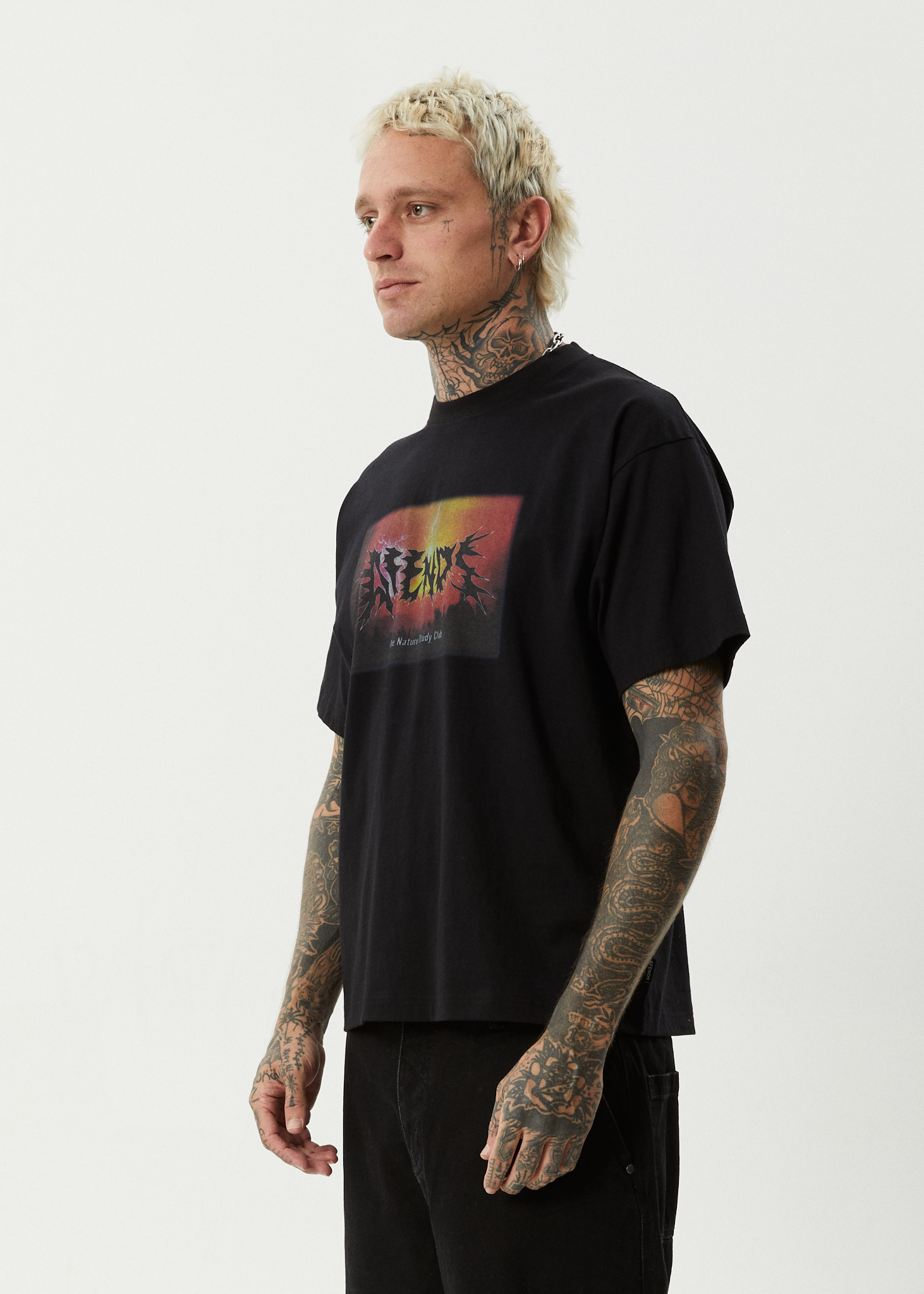 AFENDS Mens Study Club - Boxy Tee - Black