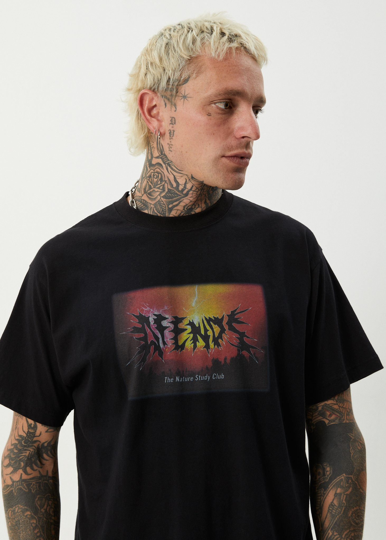 AFENDS Mens Study Club - Boxy Tee - Black