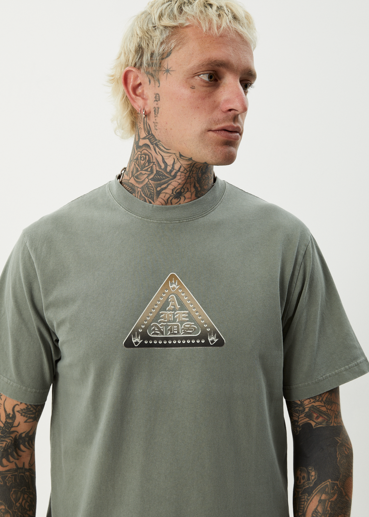 AFENDS Mens Embossed - Retro Tee - Washed Sycamore