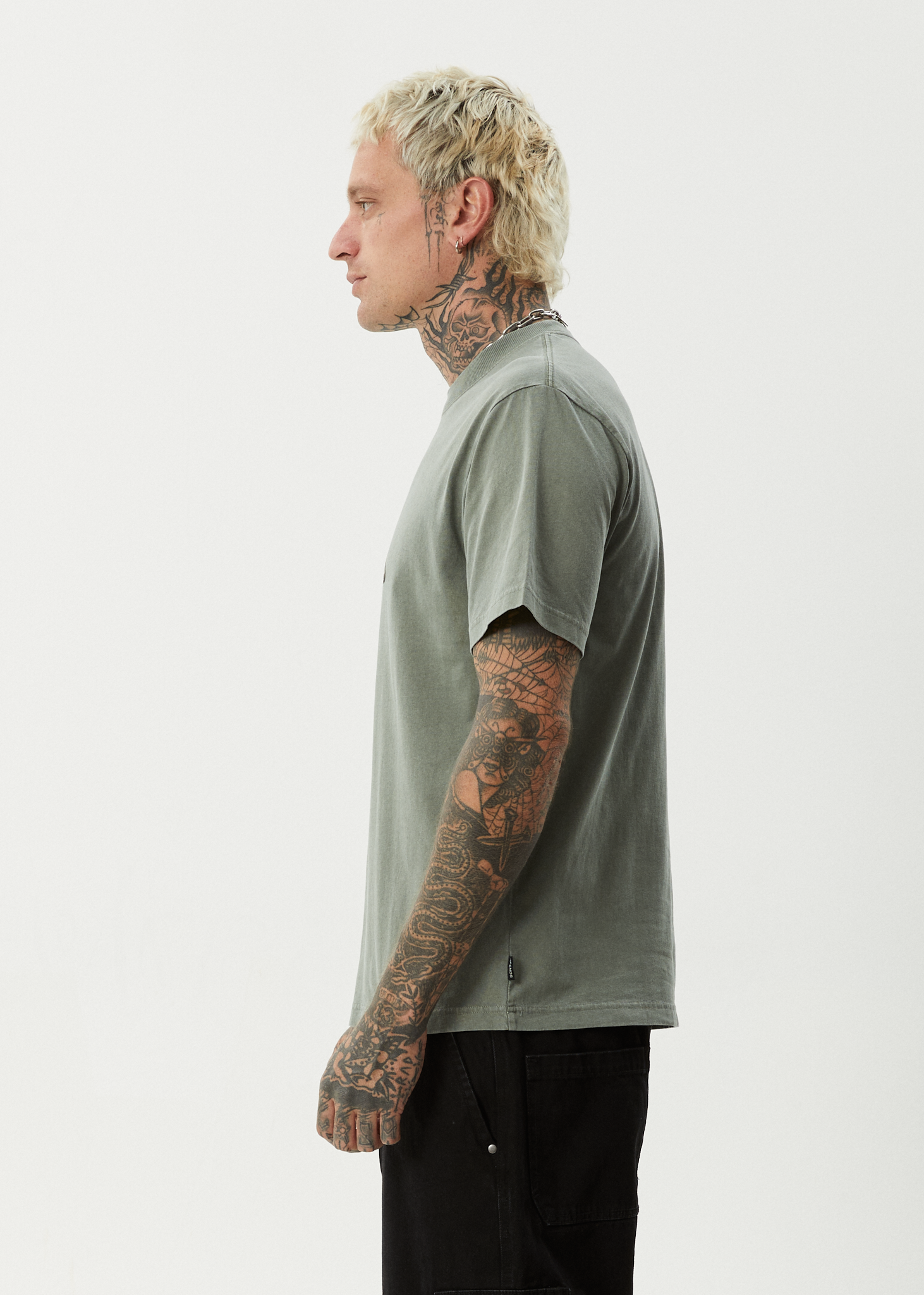 AFENDS Mens Embossed - Retro Tee - Washed Sycamore