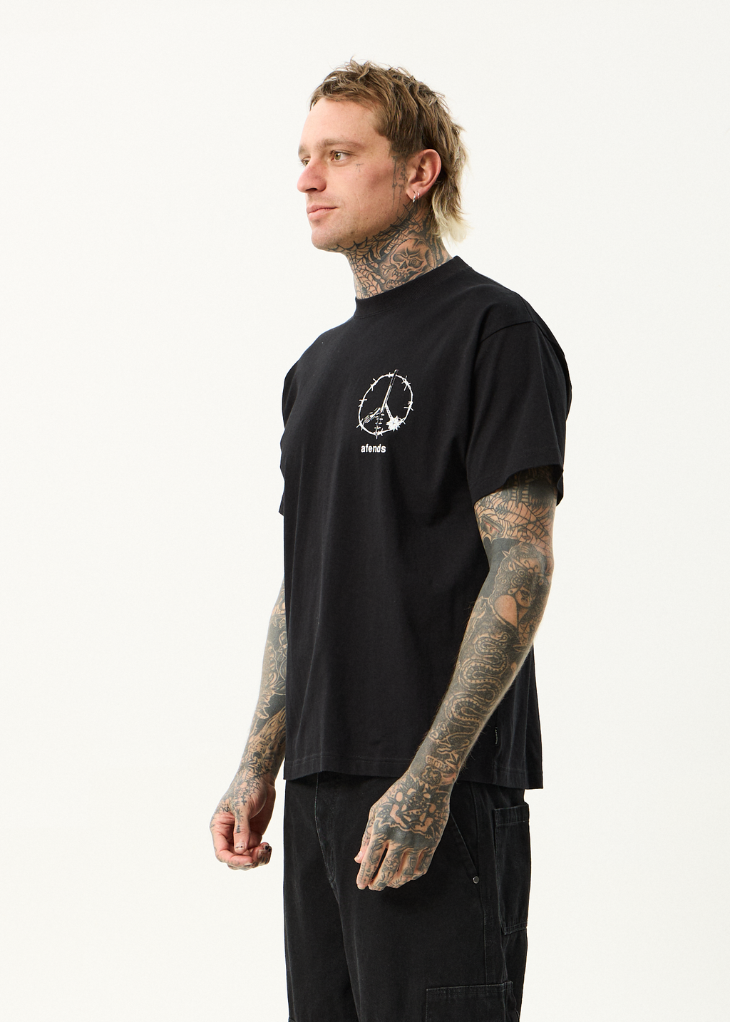 AFENDS Mens Energy - Boxy Tee - Black