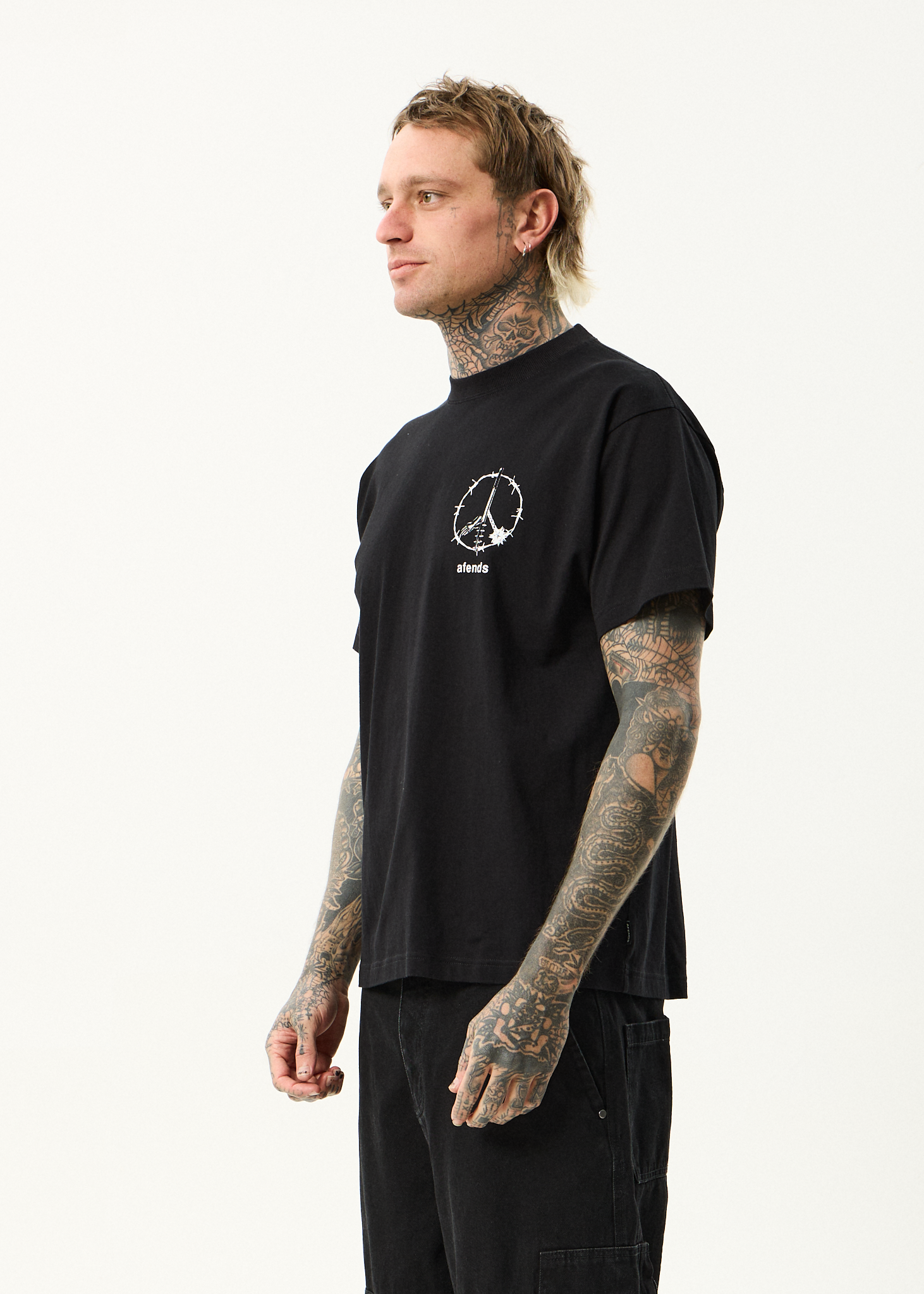 AFENDS Mens Energy - Boxy Tee - Black
