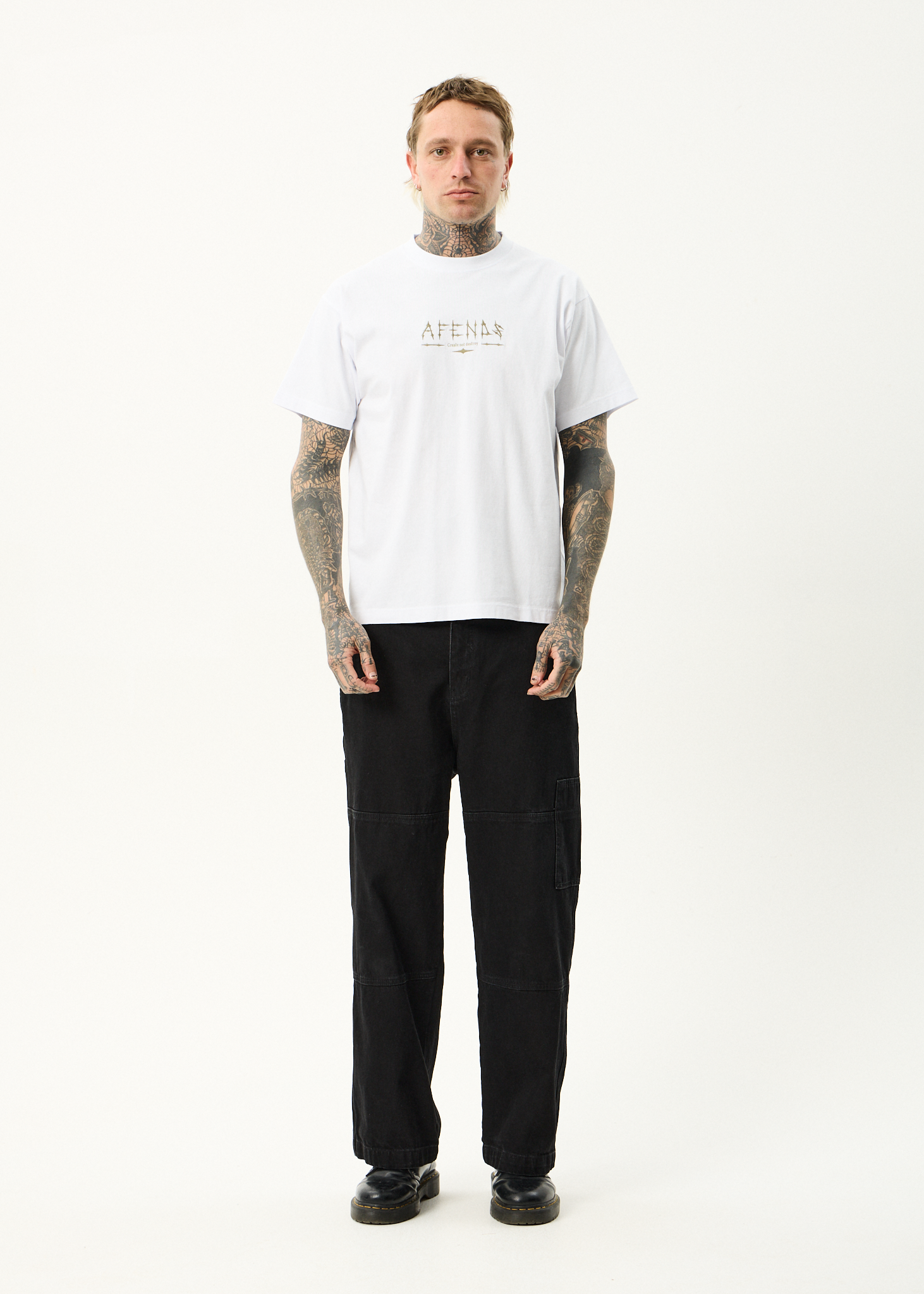 AFENDS Mens Spinal - Boxy Tee - White