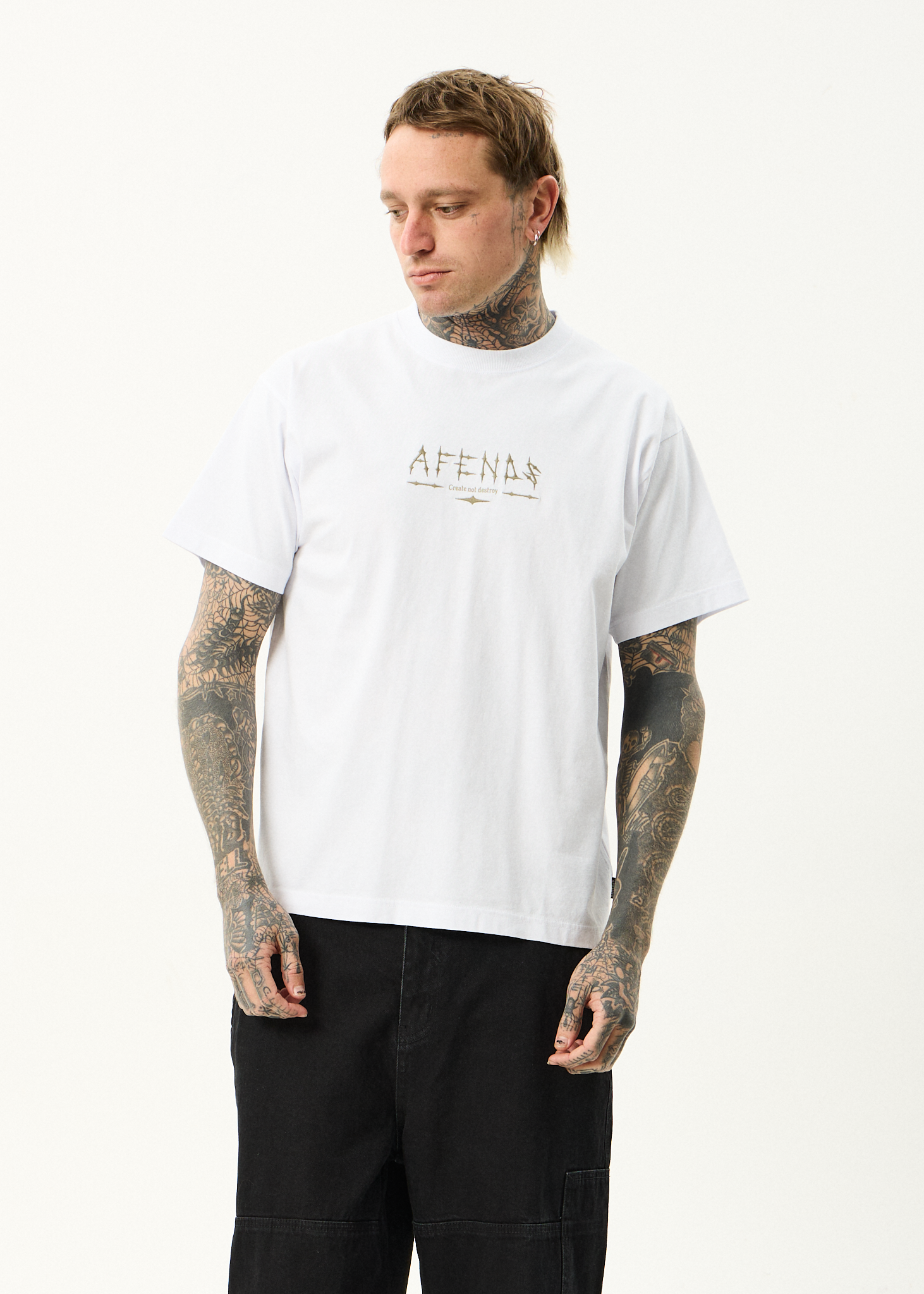 AFENDS Mens Spinal - Boxy Tee - White