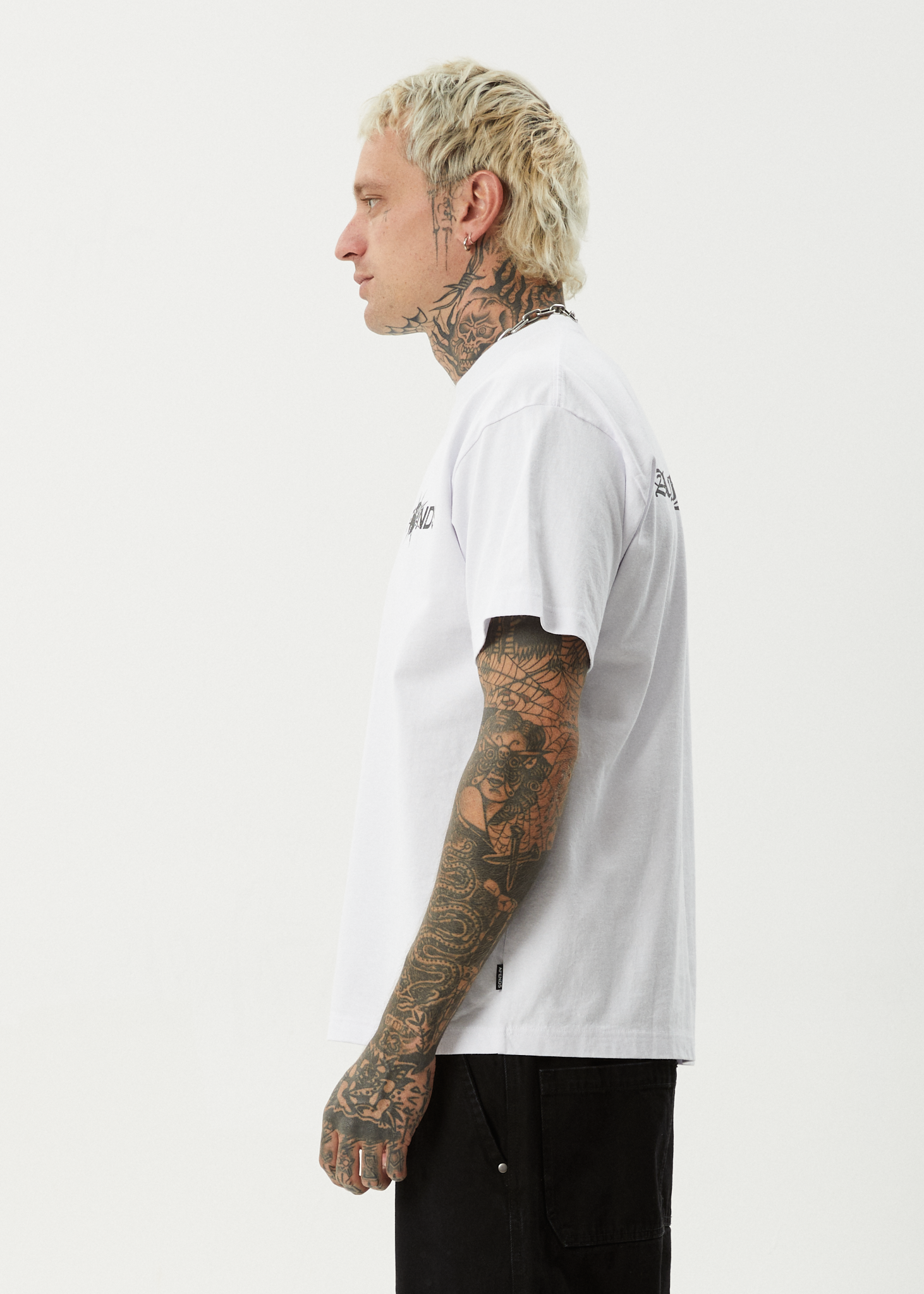 AFENDS Mens Spiked - Heavyweight Boxy Tee - White