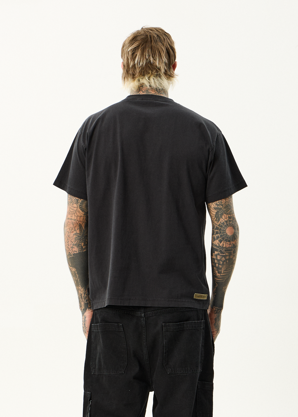 AFENDS Mens Spinal - Boxy Tee - Stone Black