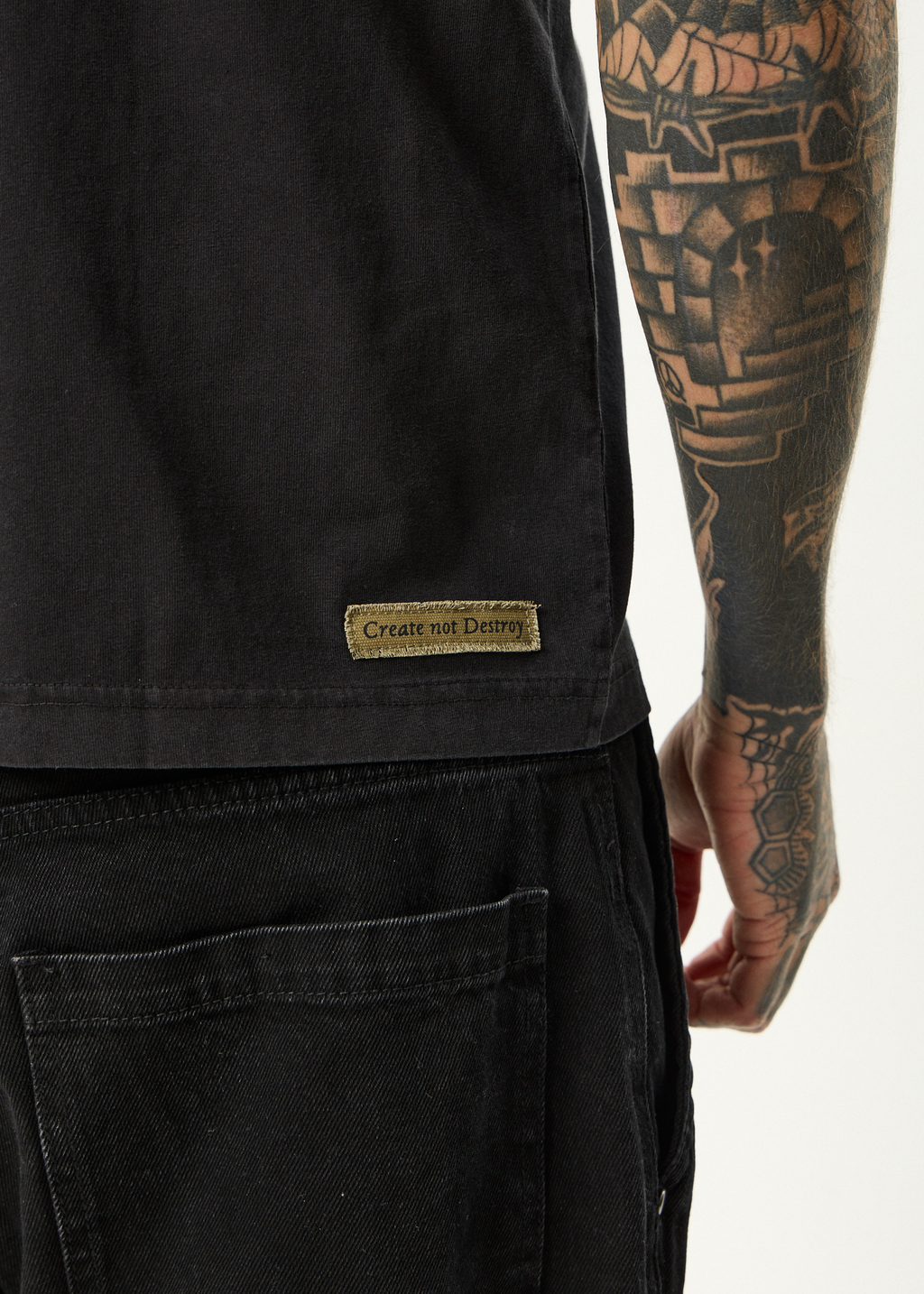 AFENDS Mens Spinal - Boxy Tee - Stone Black